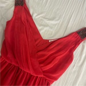 Zara Red Dress with Beaded Detail